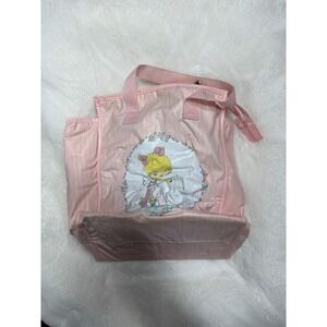 Vintage Precious Moments Diaper Bag Pink Girl Goose Vinyl Tote Travel Bag